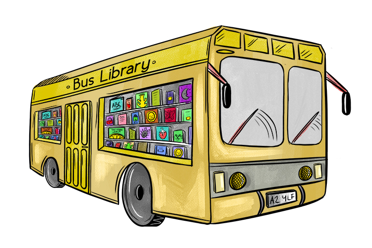 On my bus (ombinus) were all my books. It was a mobile library that contained a number of books. 